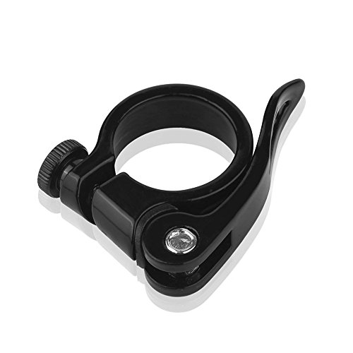 Bike Seat Post Clamp 31.8mm Aluminum Alloy Seat Tube Clip Bicycle Quick Release Seatpost for Mountain  Tube Bike, Black - Thumbnail 2