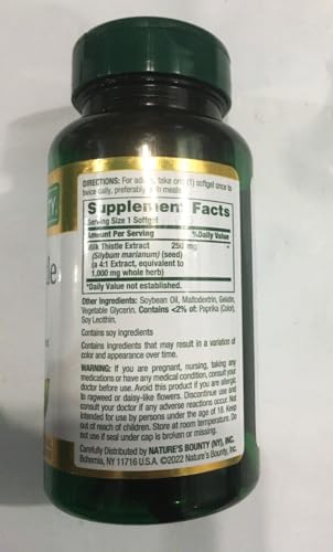 NATURE’S BOUNTY MILK THISTLE 1000MG SOFTGELS 50 EA (PACK OF 6)