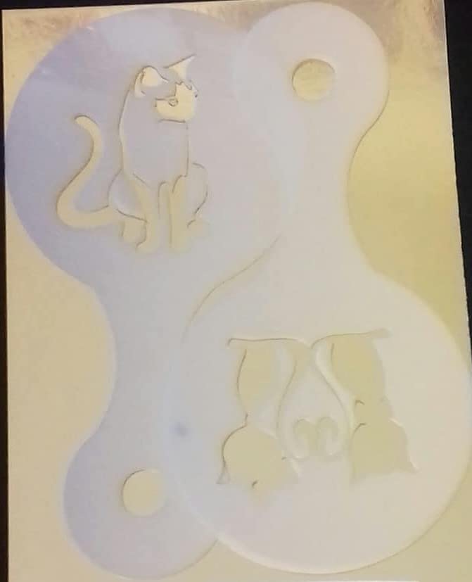 2 x cat coffee cup/cappuccino stencils reusable many times present gift cafe