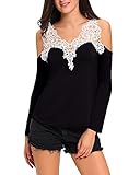 ZANZEA Women Off Shoulder Lace Crochet Flare Bell Long/Short Sleeve Blouse Tops