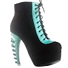 SHOW-STORY-Punk-Black-Aqua-Two-Tone-Lace-Up-Zip-High-top-Bone-Platform-Ankle-BootsLF80669