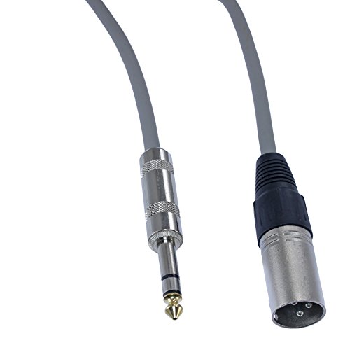 MCSPROAUDIO 1/4" TRS to XLR Male Pro Audio Patch Cable Balanced and Shielded (6 ft long, Gray)