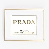 Prada Gold Foil Art Wall Print Marfa distance like Gossip Girl Fashion map Vogue Girl Room Decor poster