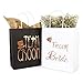AerWo 12Pcs Wedding Party Paper Gift Bags 6 Bridesmaid 6 Groomsmen Gift Bags Bridal Shower Bachelorette Party Favor Bags Rose Gold Foiled with Handle