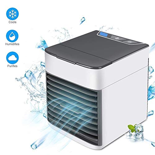 GTTBS Upgrade USB Mini Portable Cooling Air Conditioner, Desktop Mini Cooler Night Light 3 in 1 Mini Mobile Personal Space Humidifier Purifier, Desktop Cooling Fan for Office