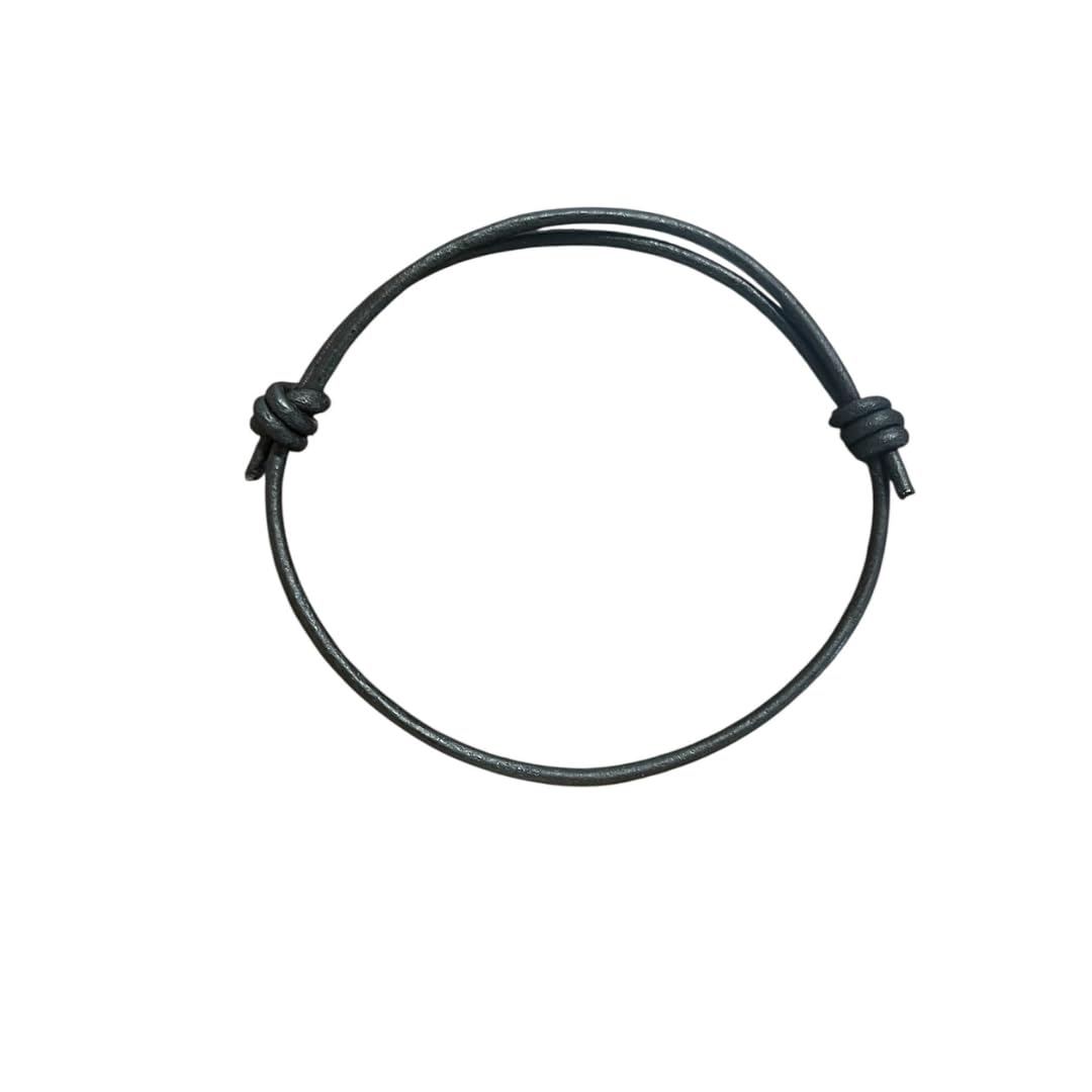 Photo 1 of 2 mm Men Genuine Leather Bracelet - Handmade Adjustable Cuff, Mens Minimalism Leather Wrap Wristband, Simple Accessories, Premium Leather, Women Gift To Boyfriend, Pulsera Hombre (Black)