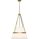 Alora Mood Oliver 18" Pendant Light | Aged Gold Finish | White Linen Shade | Modern Classic Ceiling Light | Made of Steel and
