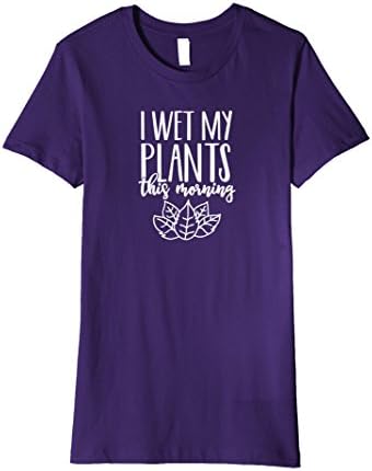 Women's I Wet My Plants Funny Pun Gardening Shirt in Pink or Purple Large Purple