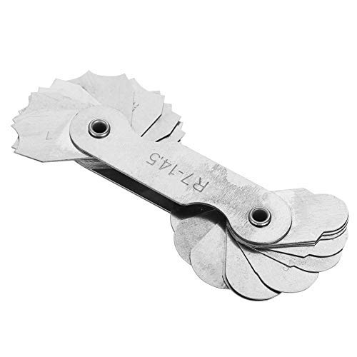 Radius Gauge, R0.3-1.5/ R1-6.5/ R7-14.5/ R15-25//R25-50/R52-100MM Stainless Steel Radius Fillet Gauge(R7-14.5MM) Zeus Book High Precision Digital Radius Meter Radius Gage Set