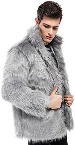 JTENGYAO Men's Faux Fur Coat Short Overcoat Outerwear Winter Jacket