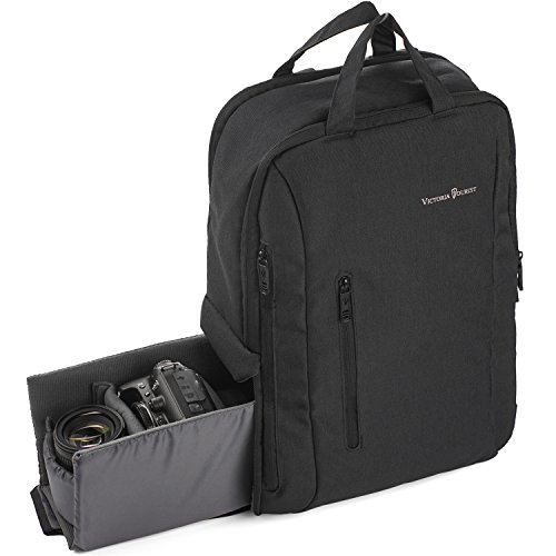 Victoriatourist DSLR Camera Backpack with Waterproof Rain Cover Fits 16 Inch Laptops, Black
