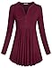 SeSe Code Womens Henley Tops Chritmas Gift, Ladies Vintage Long Sleeve V Neck Button Embellished Blouse A Line Flare Hem Slimming Comfort Tunic Shirts Red Large