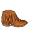 Soda CG82 Women Suede Layered Fringe Stacked Western Ankle Bootie - Tan
