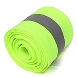 Actopus 10M(L) 5X1.5cm Lime Green Reflective Safety Sew On Fabric Tape Vest Trim Strip