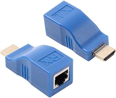 HDMI Extender, Up to 100ft HDMI Ethernet Network Extender Adapter Over RJ45 Cat5e Cat6 Cable (Transmitter + Receiver,1 Port RJ45) (2Pair)