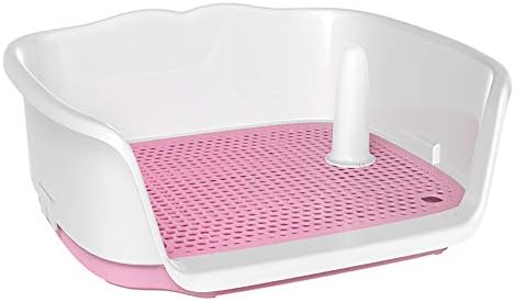 Dog Toilet Indoor Puppy Training Pad Pet Potty, with Fence Grid Removable Waste Pee Tray for Easier Clean Up, Non-Toxic Antibacterial Deodorant Gaxyd,Pink,L