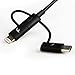 Tech Armor 3-in-1 (Type C/Lightning/Micro) USB Charging Cable - Sync/Charge Apple and Android - 3 Foot Black - mFi Certified