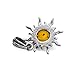 Amber Stirling Silver 925 Small Sun Pendant (No Chain)