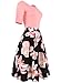 oxiuly Women's Vintage Patchwork Pockets Puffy Swing Casual Party Dress OX165 (Pink, xx_l)