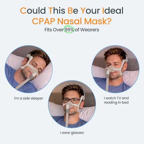 CPAP Nasal Mask, Including Cushion, Frame, Headgear and Short Tube – Good Performance, Compatible with Airfit N20, Reliable Seal for Comfortable All-Night CPAP Therapy Use, JOY33-02 Version (M)