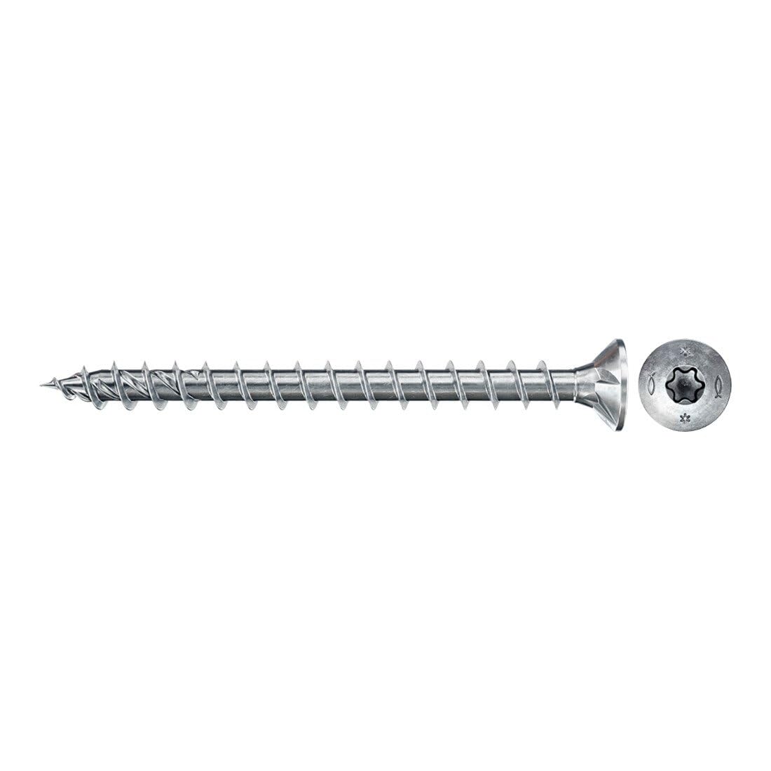 fischer 200 x Chipboard Screws Power-Fast II 3.0 x 30 Countersunk Head with Inner Star TX Fully Threaded Galvanised Blue Passivated (Item No. 670012)