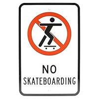 XCVBN CWSY Tin Metal Sign No Skateboarding with Graphic Red On Home Decoration Thanksgiving Christmas Wall Art Stickers 8x12 inches