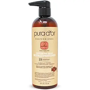 PURA DOR Professional Grade Conditioner Ultra Moisturizing 2X Concentrated Actives for Maximum Results, Clinically Tested, Made with Argan Oil, Men & Women, 16 Fl Oz (Packaging may vary)