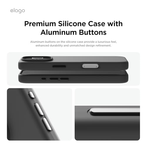 elago Magnetic Silicone Cover Compatible with iPhone 16 Pro Cover 6.3 inches Compatible with all MagSafe accessories - Built-in Magnets, Soft Grip Silicone, Shockproof (Black)
