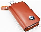 Brown Genuine Leather Key Holder Keychain Ring Case Bag for All BMW