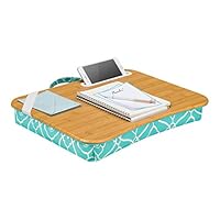 LapGear Designer Lap Desk with Phone Holder and Device Ledge - Aqua Trellis - Fits up to 15.6 Inch Laptops - Style No. 45422