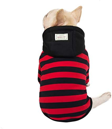 Cookinty ペット服 ストライプ トレーナー フード付き 犬服 つなぎ 犬の服 ドッグウエア コスチューム コスプレ 可愛い 人気 洋服 猫服 快適 春秋冬 秋冬用 ペット用品 小型犬 中型犬 お散步 お出かけ クリスマス セール 暖かい 綿製 安い B081q23sxk 1円