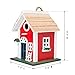 MEWANG Hanging Colourful Birdhouse Garden Country Cottages Bird House Condo Wooden Red Height 9.7