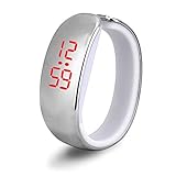 YaidaWomen Ladies Sport LED Plating Waterproof Bracelet Digital Wrist Watch 3 Color (Silver)