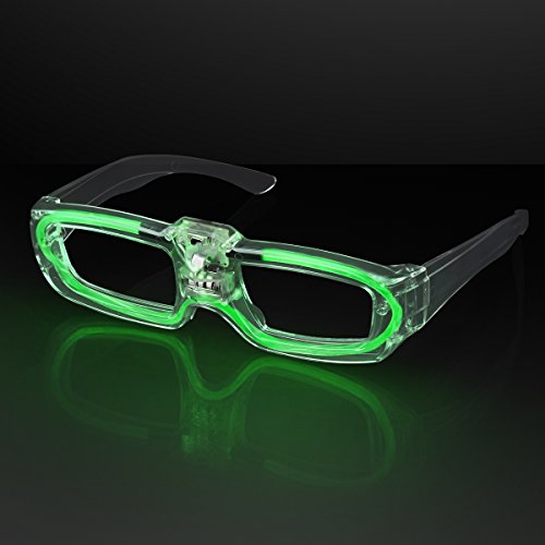 Green Sound Activated LED Light Up Party Glasses