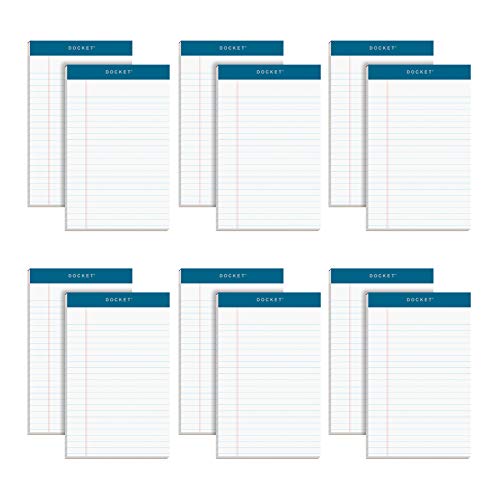 TOPS 5 x 8 Legal Pads, 12 Pack, Docket Brand, Narrow Ruled, White Paper, 50 She…