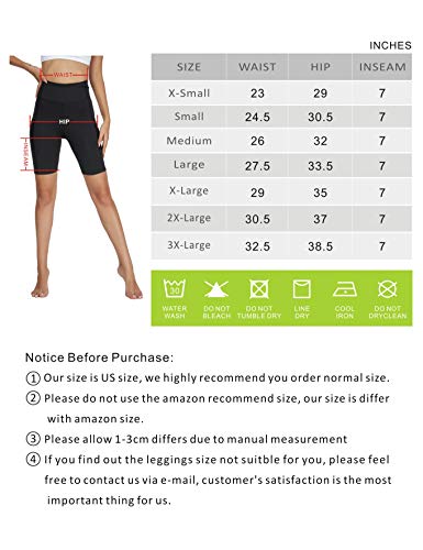 Brandless Yoga Shorts with Pockets for Women High Waisted Tummy Control Biker Running Workout Athletic Short Legging 7 Inches(M,Black)