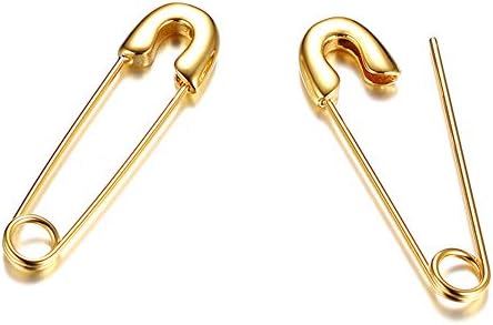 Gold Plated Stainless Steel Stylish Cartilage Earrings Punk Goth Safety Pin Earrings for Women Girl