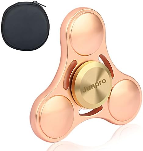 Junpro 4-10 Mins Tri Fidget Hand EDC Finger Spinner Silent Toy Stress Reducer with Steel Bearing For ADD, ADHD, Anxiety, and Autism Adult kids Students (Rose Golden)