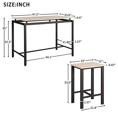 Pub Table Set, Rockjame 5 Piece Counter Height Dining Table Set with 4 Chairs for The Bar, Breakfast Nook, Kitchen Room, Dining Room and Living Room (Beige)