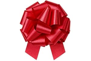 Red Flora Satin 5.5" Pull Bows 20 Loops Set of 10 Gift wrap Christmas Wedding Gift wrap Pill String Bows by A1 bakery supplies