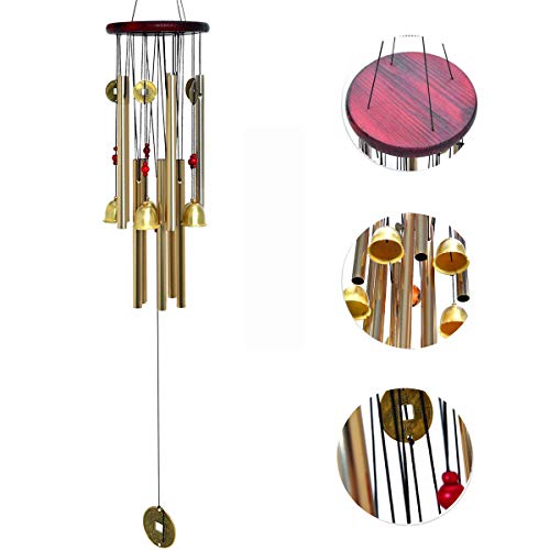 Large Wind Chimes Outdoor Wind Chimes Garden 10 Tubes 5 Golden Bells