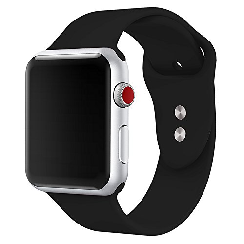 Yimzen Soft Silicone Sport iWatch Band Strap for Apple Watch Series 3 2 1 Sport & Edition 42mm S/M Black