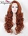 K'ryssma #350 Copper Red Lace Front Wig Glueless Auburn Long Wavy Synthetic Wigs for Women 24 inches Ginger Synthetic Wig Heat Resistant