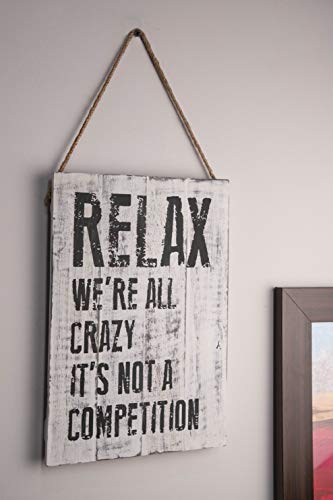 GoCraft Decorative Wooden Wall Signs | 12" X 8" Vintage Hanging Rope Plaque with Quotes Sayings (Relax) [CC0222-MI] - Thumbnail 2