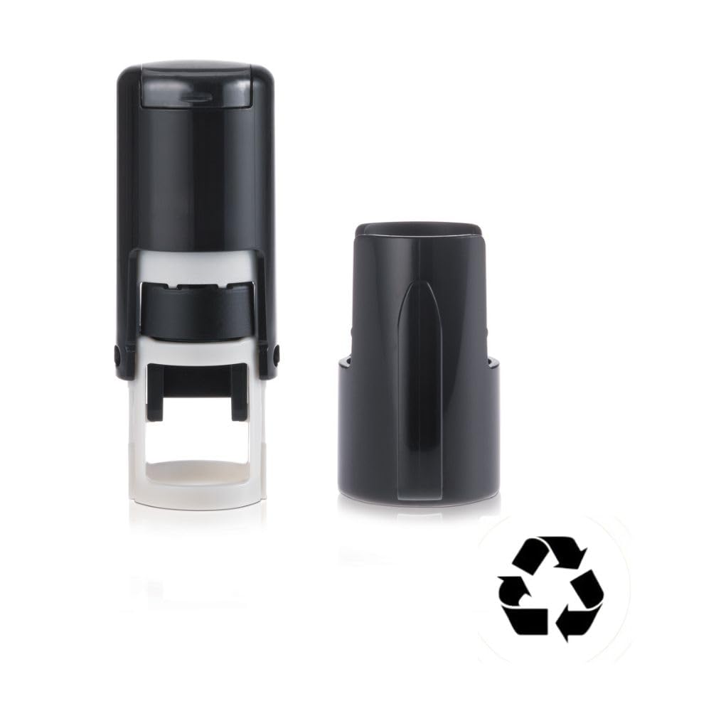 Custom Stamps Recycle Logo Self Inking Stamp, Green, Round, 10mm, Rubber