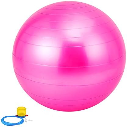 DAIANNA Exercise Ball Anti Burst Stability Fitness Balance Yoga Balls with Quick Pump Office Home Gym (Pink, 55cm)