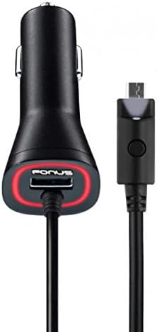 Alcatel Jitterbug Smart Compatible 3.1Amp Rapid Car Charger DC Power Adapter with USB Port Micro USB with Touch Activated LED Light Coiled Cable