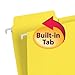 Smead FasTab Hanging File Folder, 1/3-Cut Built-in Tab, Letter Size, Yellow, 20 Count (64097)