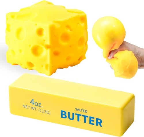ORCHID M® 2PCS Butter Squishy Toy Big Cheese Squeeze Toys Stress Balls Slow Rising Squishy Fidget Toys ,Cute Squishy Soft Stress Relief Squeeze Ball Gift Party Favors for Kids and Adults