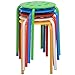 Topeakmart Set of 5 Classroom Stackable Stools Plastic Stack Stools Blue/Green/Red/White/Yellow Bar Stools Set 17.3in Height